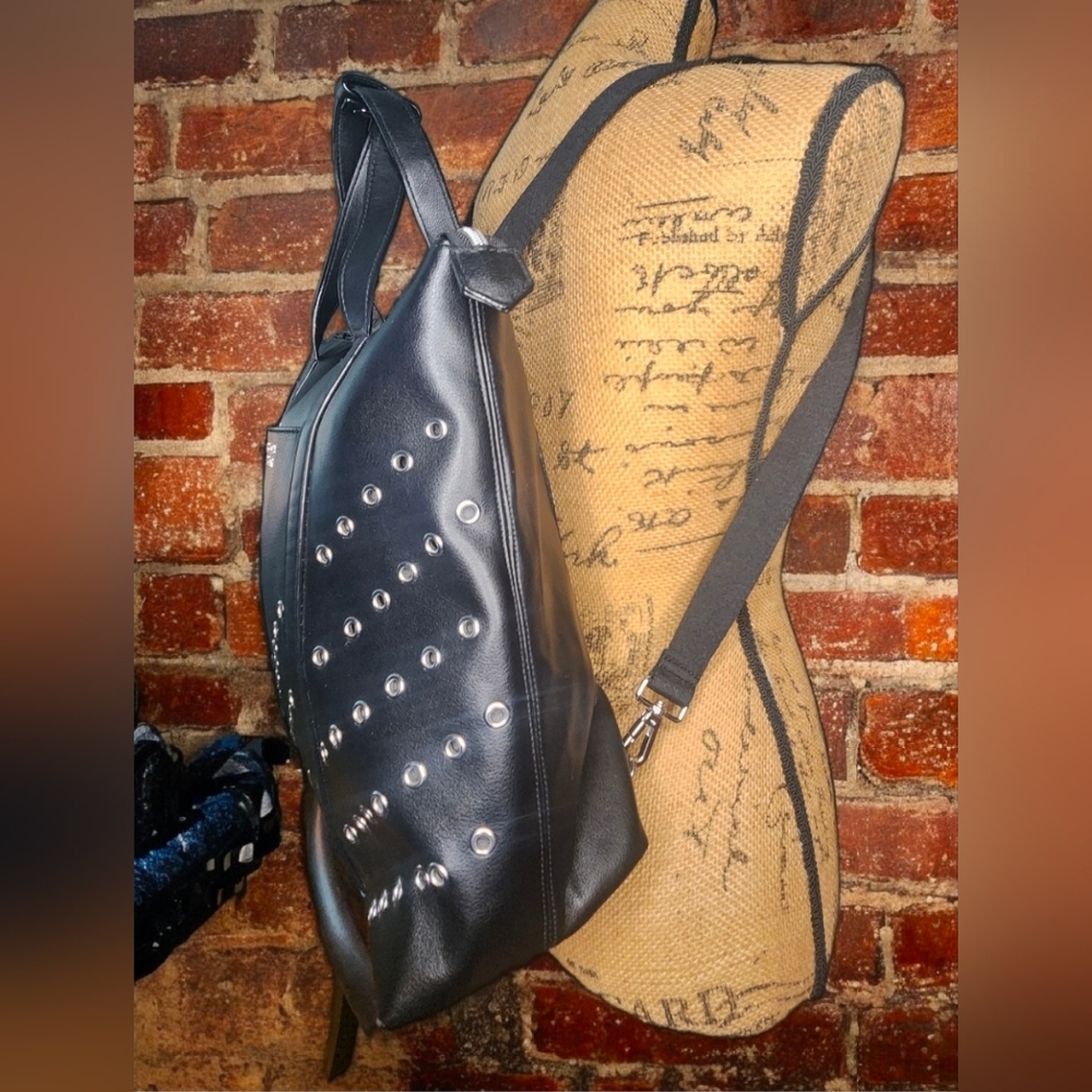 Victoria's Secret Black Studded Convertible Backpack/Tote Bag NWOT - Picture 14 of 16